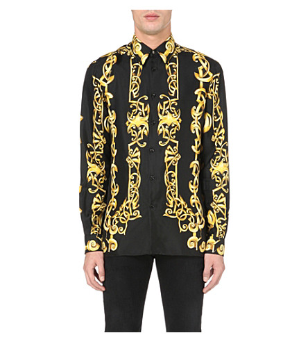 black and gold versace button up