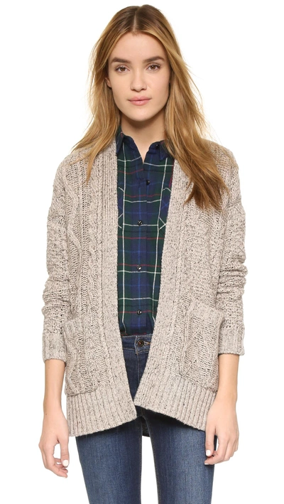 Madewell Marled Patchwork Cable Cardigan In Marled Flax