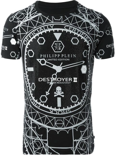 Vier barsten In de genade van Philipp Plein 'destroyer' T-shirt In Black | ModeSens