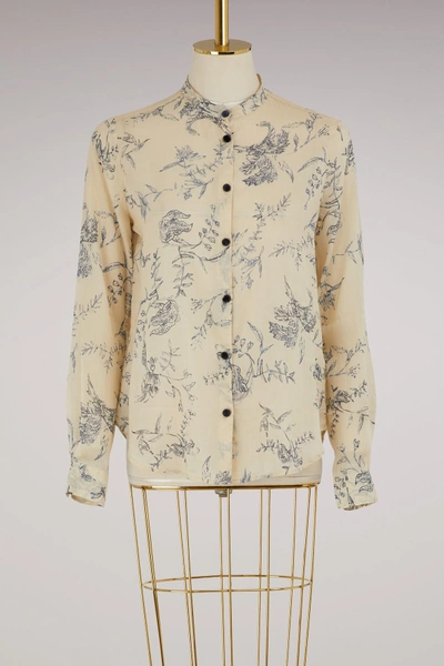 Forte Forte Printed Cotton Shirt In Notte