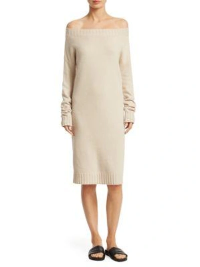 Vince Off-the-shoulder Cashmere Dress In Chalet