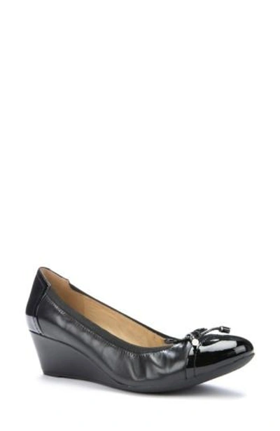 Geox Floralie 17 Wedge Pump In Black/ Black Leather