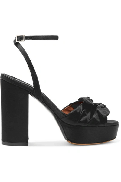 Tabitha Simmons Jodie Bow-embellished Satin Platform Sandals In Black