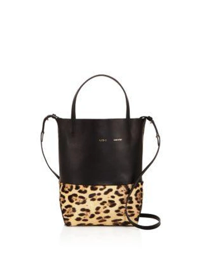 Alice.d Husky Small Leather And Calf Hair Tote In Black Leopard/gold