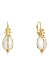 Temple St Clair 18k Yellow Gold Oval Crystal Amulet Earrings In Clear/gold