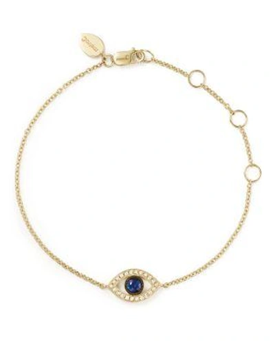 Meira T 14k Yellow Gold Sapphire And Diamond Evil Eye Bracelet In White/gold