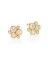 Temple St Clair Women's 18k Yellow Gold & Diamond Cluster Stud Earrings In White/gold