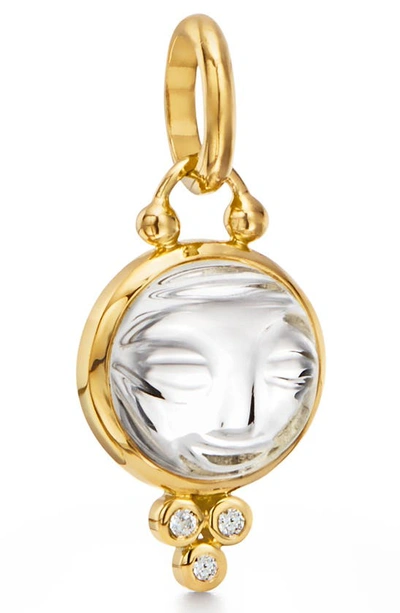 Temple St Clair 18k Yellow Gold Small Carved Crystal Moonface Pendant With Diamonds In White/gold