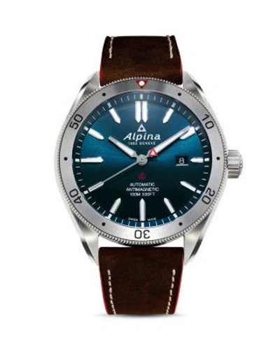 Alpina Men's Swiss Automatic Alpiner 4 Brown Leather Strap Watch 44mm In Stainless Steel