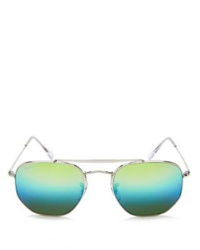 Ray Ban Ray-ban Unisex Marshal Mirrored Hexagonal Sunglasses, 54mm In Silver/blue Gradient Mirror