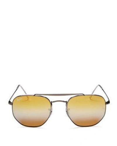 Ray Ban Ray-ban Unisex Marshal Mirrored Hexagonal Sunglasses, 54mm In Gunmetal/brown Gradient Mirror