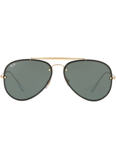 Ray Ban Sunglasses Unisex Blaze Aviator - Gold Frame Green Lenses 58-13