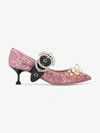 Miu Miu Pink Glitter Crystal Mary Jane 55 Heels In Pink & Purple