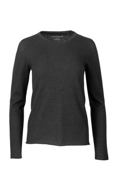 Majestic Crewneck Long Sleeve Tee In Anthracite