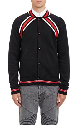 Givenchy Slim-fit Stripe-trimmed Cotton-jersey Varsity Jacket In Black ...