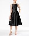Adrianna Papell Sleeveless Tea-length Dress In Black