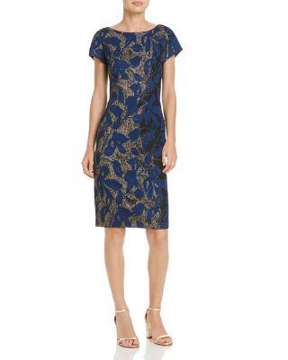 adrianna papell metallic jacquard sheath dress