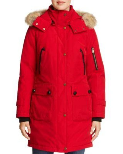Pendleton Jackson Fur Trim Down Coat In Red