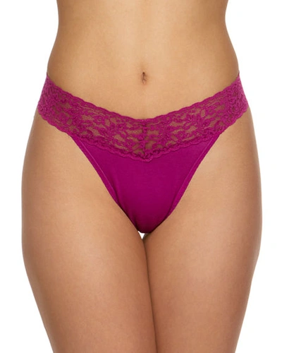 Hanky Panky Cotton With A Conscience Original-rise Thong In Boysenberry