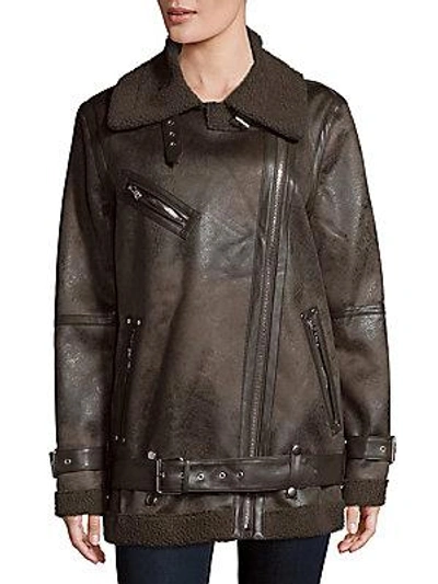 Avec les filles hotsell faux shearling biker jacket