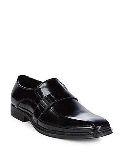 Kenneth Cole Almond Toe Leather Loafers In Black