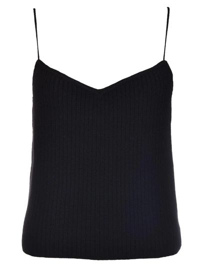 Theory Ribbed Knit Top In Nero