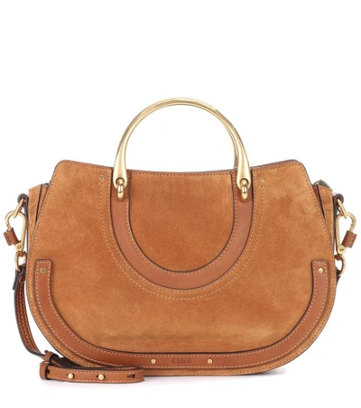 Chloé Pixie Leather And Suede Shoulder Bag In Brown