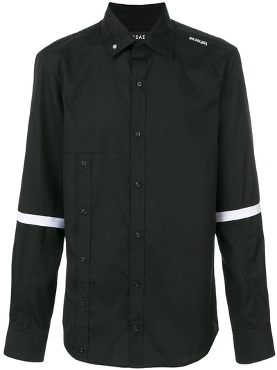 Icosae Striped Sleeve Shirt In Black