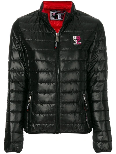 Plein Sport Fitted Quilted Jacket In Black