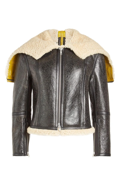 Calvin Klein 205w39nyc Leather Jacket With Shearling In Black | ModeSens