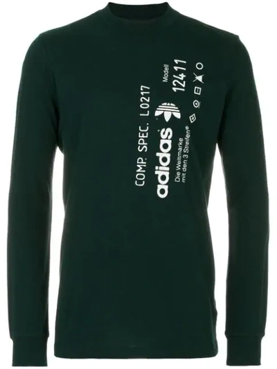 Adidas Originals By Alexander Wang Aw Graphic Long Sleeve Tee In Green