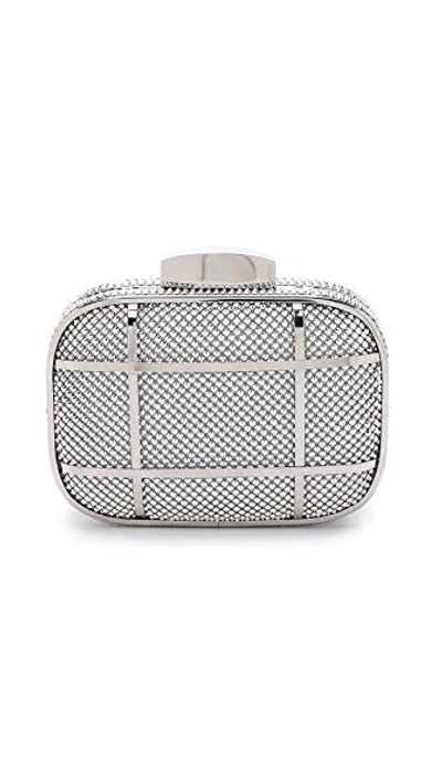 Whiting & Davis Cage Minaudiere Clutch In Silver