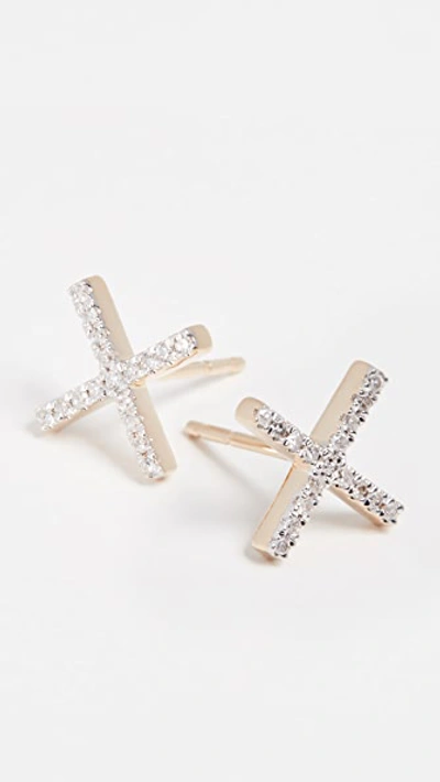 Adina Reyter 14k Gold Pave X Post Earrings