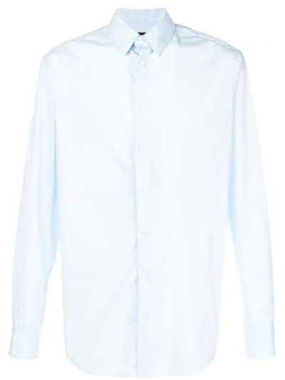 Giorgio Armani Point Collar Cotton Dress Shirt In Blue