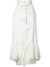 Irene Asymmetric Midi Skirt In White