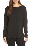 Eileen Fisher Jewel Neck Organic Stretch Cotton Tee In Black