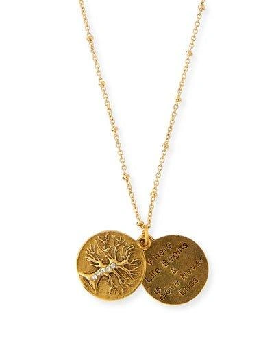 Sequin Tree Of Life Talisman Necklace In Gold