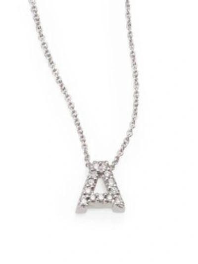 Roberto Coin Tiny Treasures Diamond & 18k White Gold Love Letter Initial Pendant Necklace In A