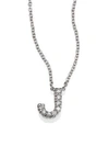 Roberto Coin Tiny Treasures Diamond & 18k White Gold Love Letter Initial Pendant Necklace In J