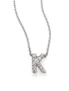 Roberto Coin Tiny Treasures Diamond & 18k White Gold Love Letter Initial Pendant Necklace