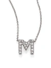 Roberto Coin Tiny Treasures Diamond & 18k White Gold Love Letter Initial Pendant Necklace In M