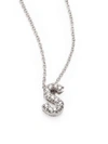 Roberto Coin Tiny Treasures Diamond & 18k White Gold Love Letter Initial Pendant Necklace In S