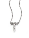 Roberto Coin Tiny Treasures Diamond & 18k White Gold Love Letter Initial Pendant Necklace