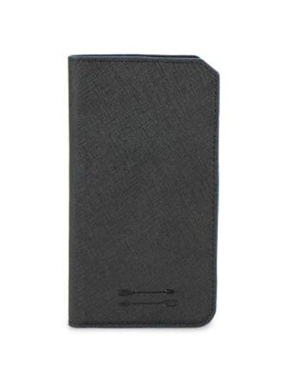 Uri Minkoff Saffiano Leather Folio Iphone 7 Case In Black