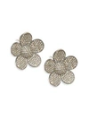 Nina Gilin Flower Diamond Stud Earrings In Silver