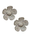 Nina Gilin Flower Diamond Stud Earrings In Silver
