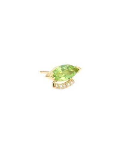 Phyne By Paige Novick Powerful Pretty Things Peridot & Diamond Single Stud Earring In Yellow Gold