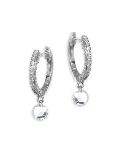 Meira T Drilled Diamond Huggie Hoop Earrings In White Gold