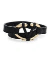 Valentino Garavani Rivet Leather Bracelet In Black