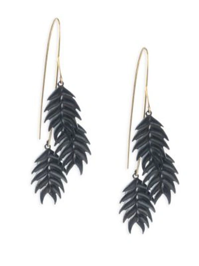 Annette Ferdinandsen Organic Wild Oat Cluster Earrings In Black Yellow Gold